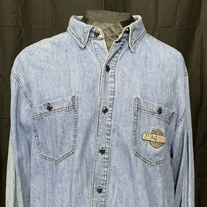 2XL Denim Harley Davidson VTwin button up